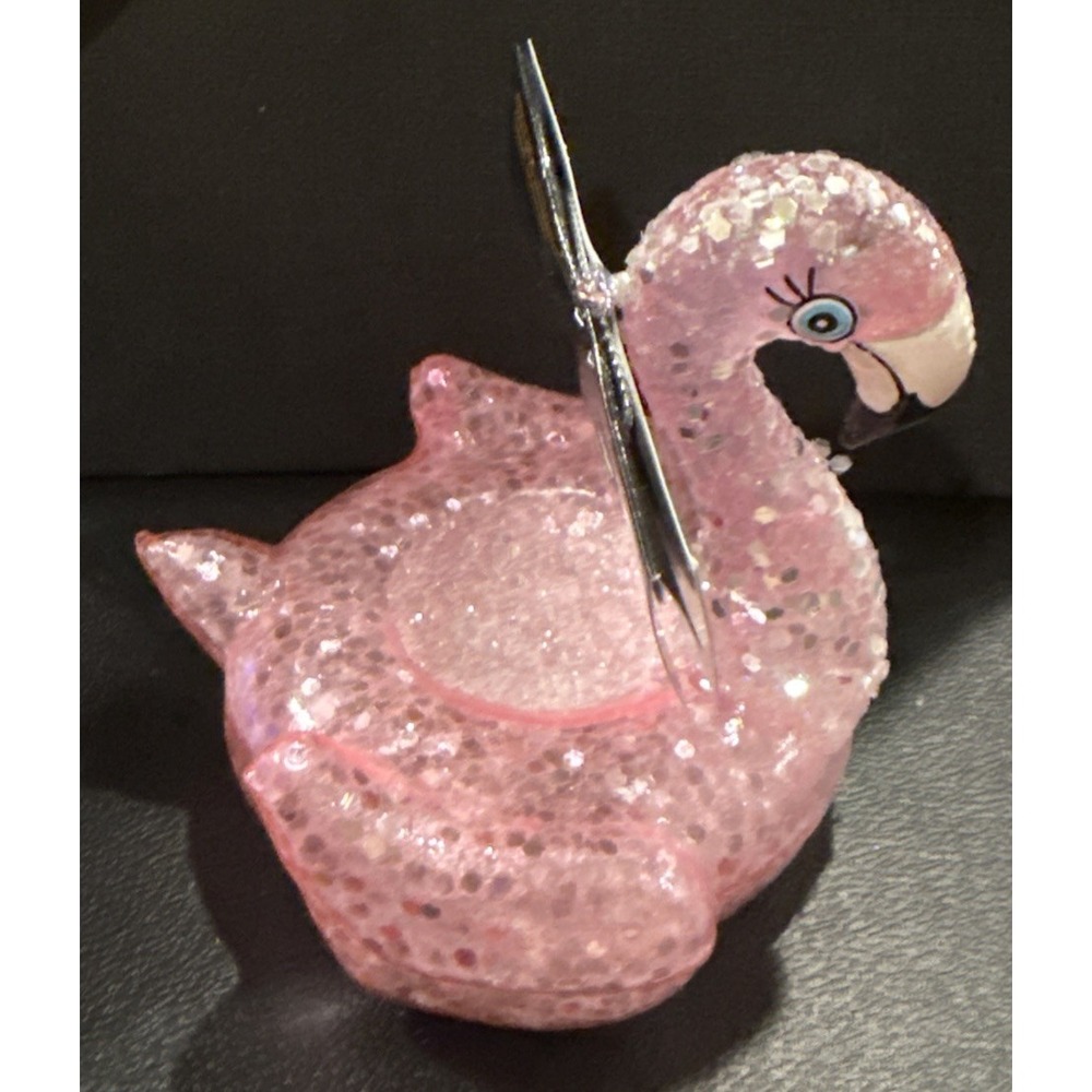 Robert‎ Stanley Pink Flamingo Float Glittery Bird Glass Christmas Ornament NEW